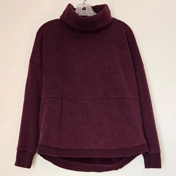 Athleta Maroon Mock Neck Sweatshirt Sz S - Picture 2 of 5